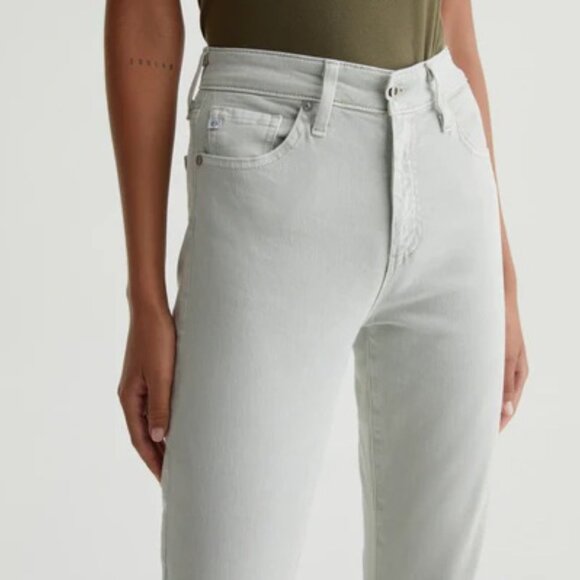 AG Adriano Goldschmied Mari Crop Slim Straight Pastel Green Jeans High Waist - Picture 6 of 9